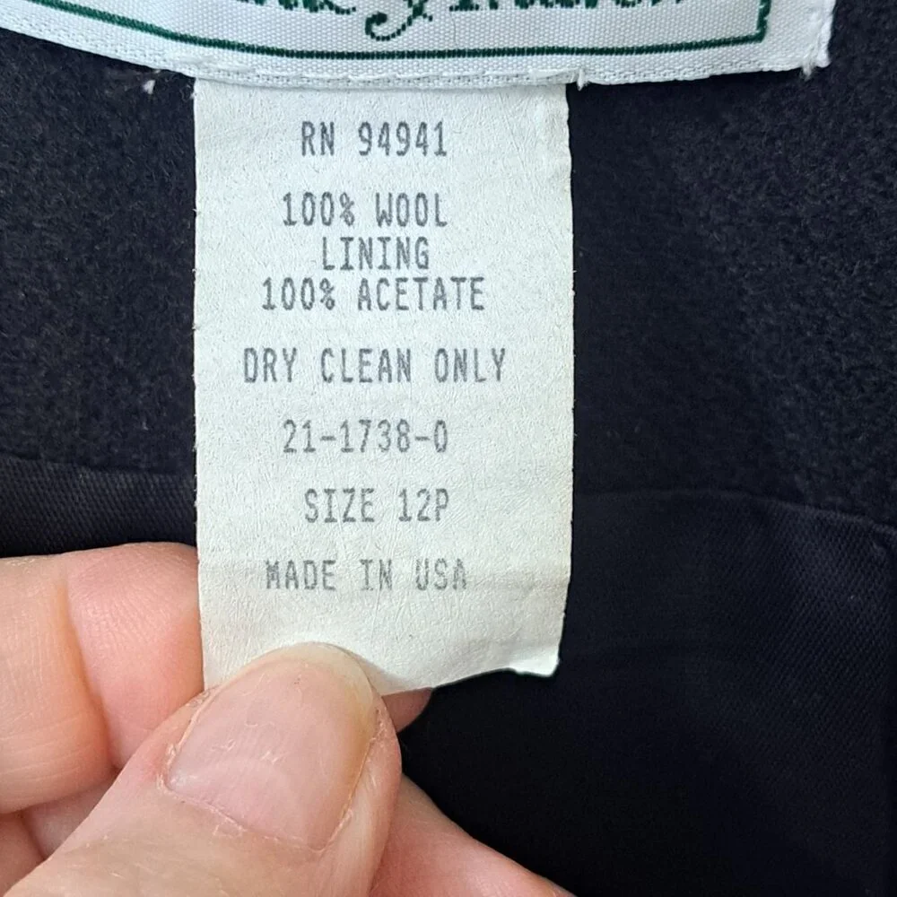 Stephanie Andrews 12P Black Wool Double Breasted Blazer Office Academia Classic